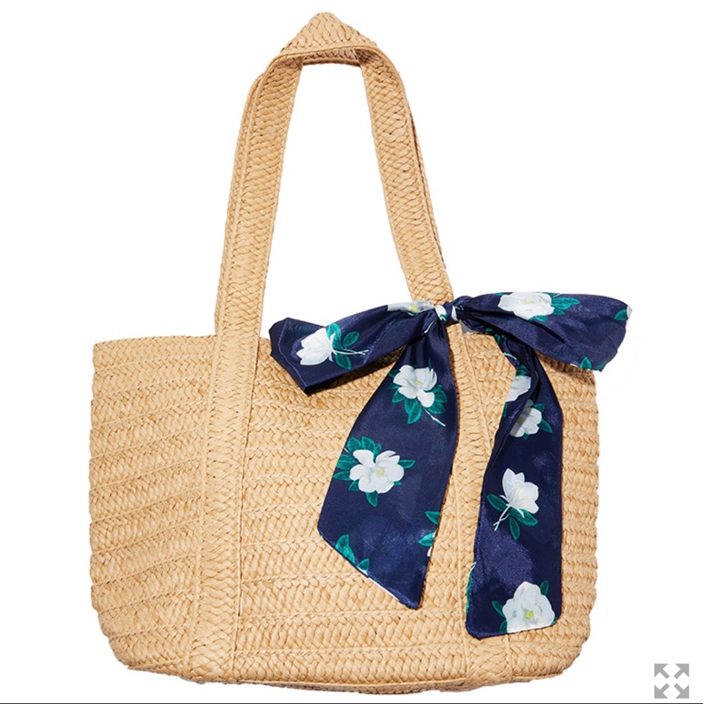 Draper James Straw Bag with Floral Scarf